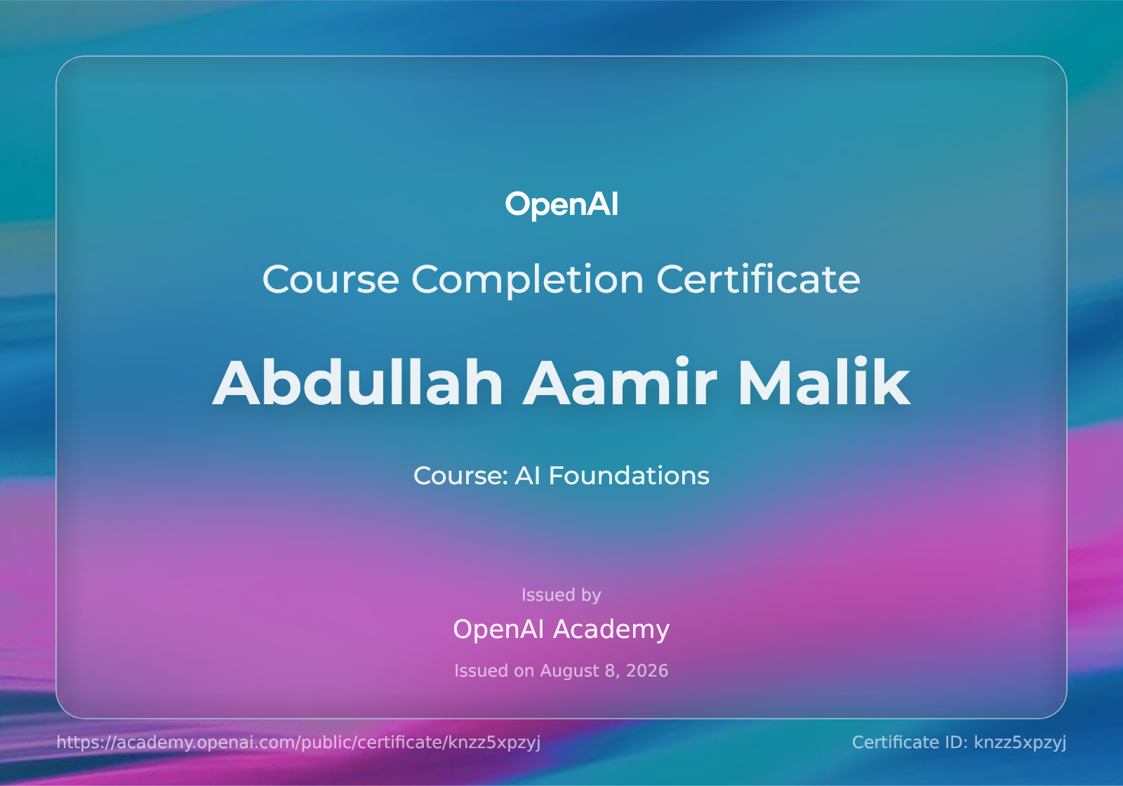 OpenAI certificate